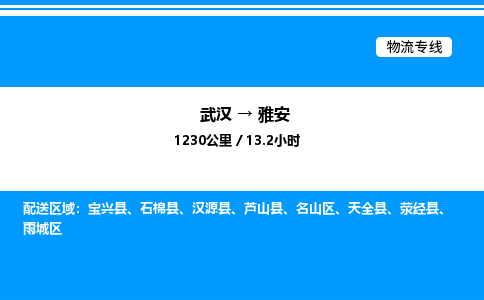 武漢到雅安物流專(zhuān)線-武漢至雅安貨運(yùn)公司